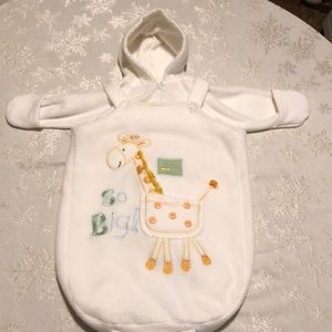 White giraffe print 0-6 months snow suit.
